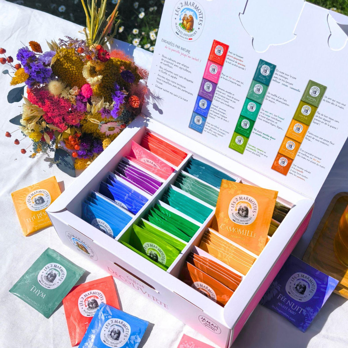 Quelles tisanes et thés boire au printemps ? Grand choix dans le coffret découverte Les 2 Marmottes