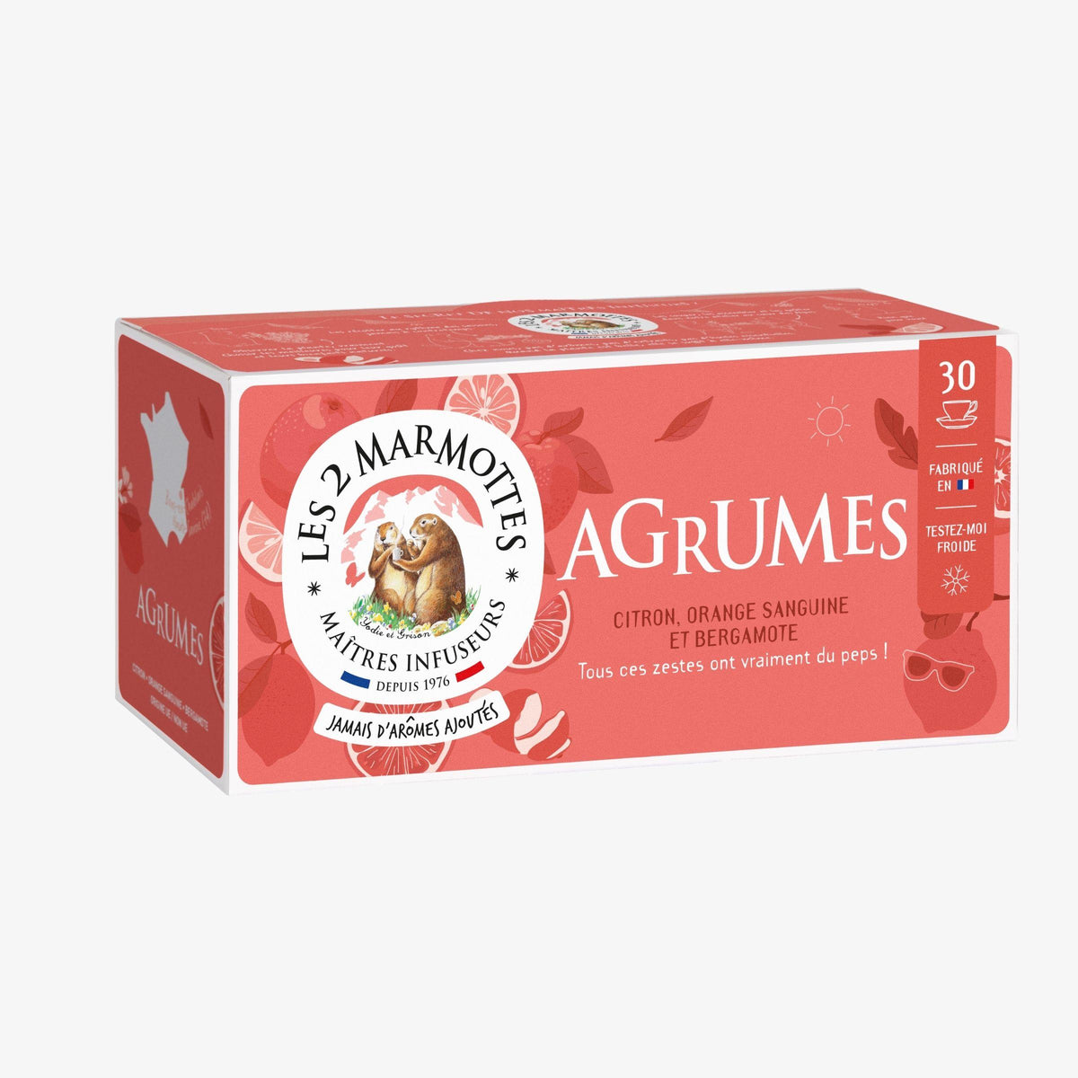Infusion Agrumes citron orange bergamote Les 2 Marmottes - Made in France - sans arômes ajoutés