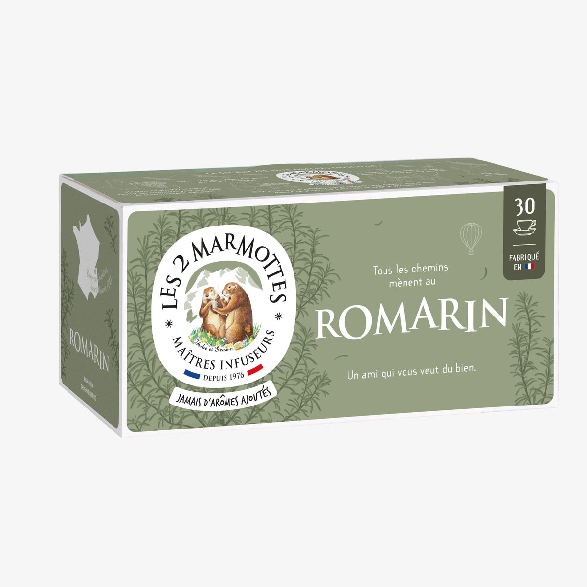 Infusion Romarin 100% plantes Les 2 Marmottes - Made in France - Sans arômes ajoutés