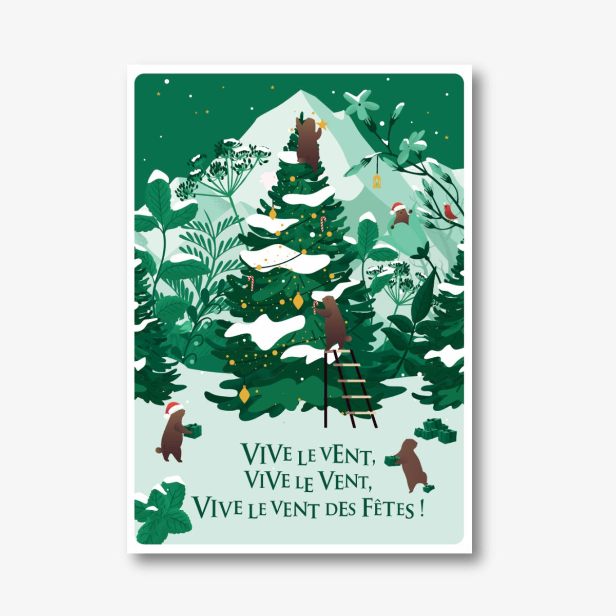 Carte postale Noël "Vive le vent"