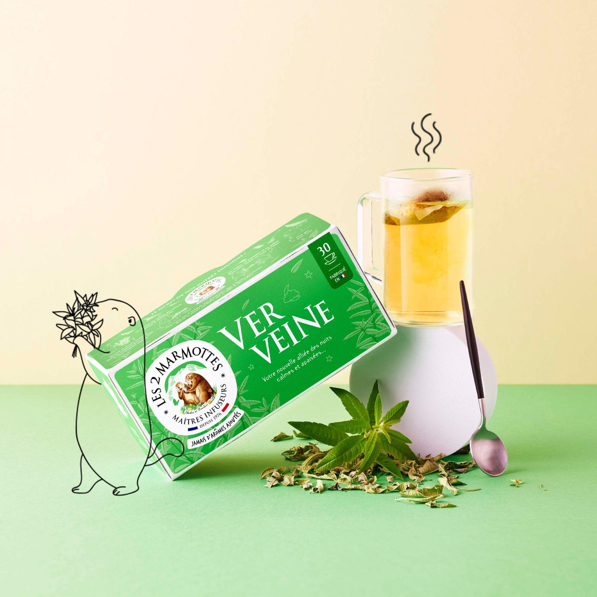 Tisane bio 100%verveine odorante - Les 2 Marmottes - Made in France - Sans arômes ajoutés