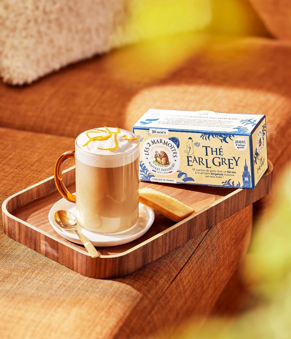 Recette thé latte earl grey orange confite