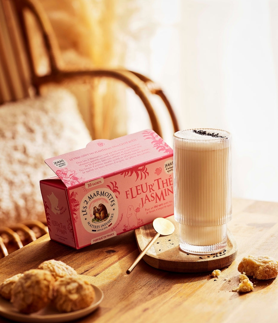 Thé latte au jasmin, thé vert gourmand