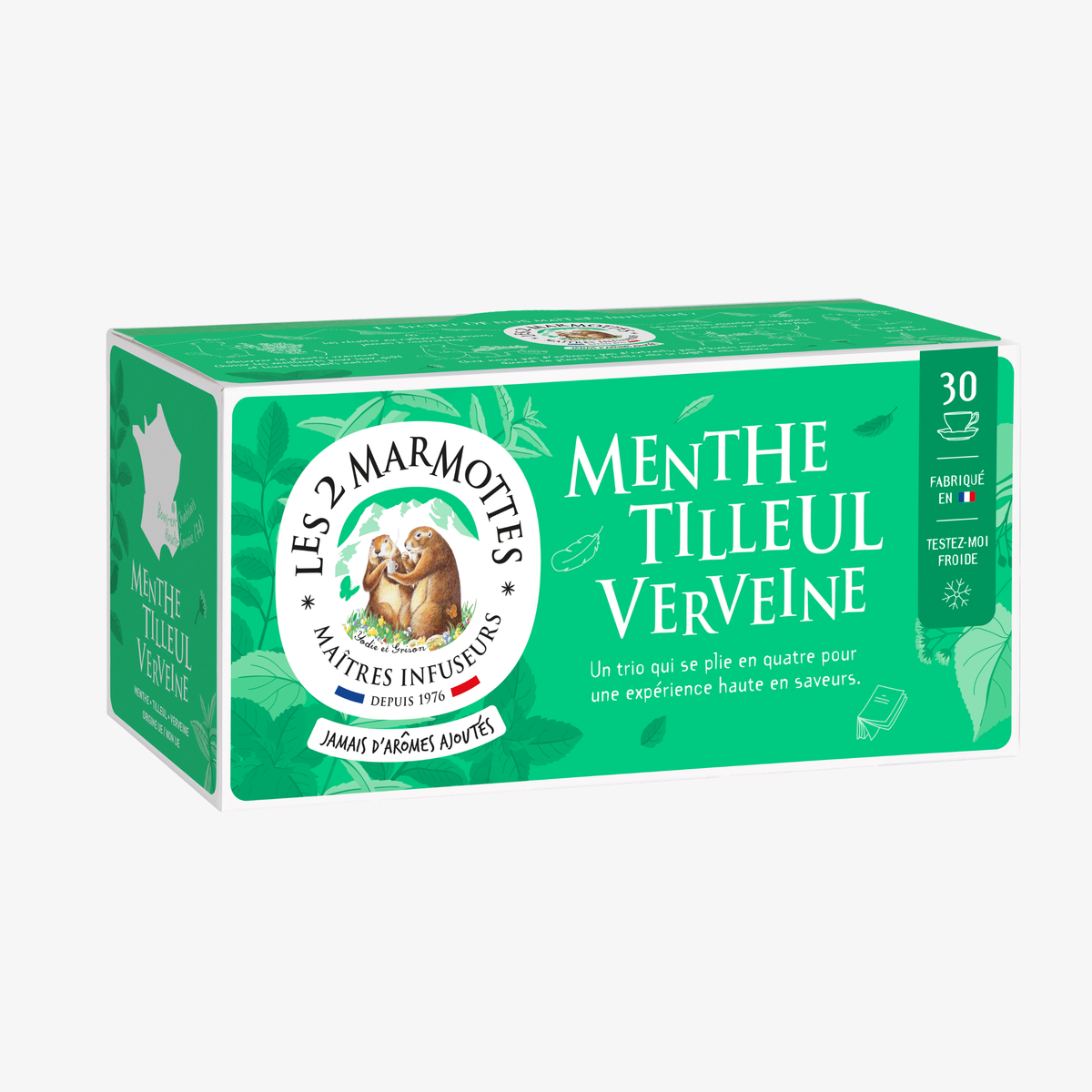 Infusion Menthe Tilleul Verveine Les 2 Marmottes - Made in France - Sans arômes ajoutés