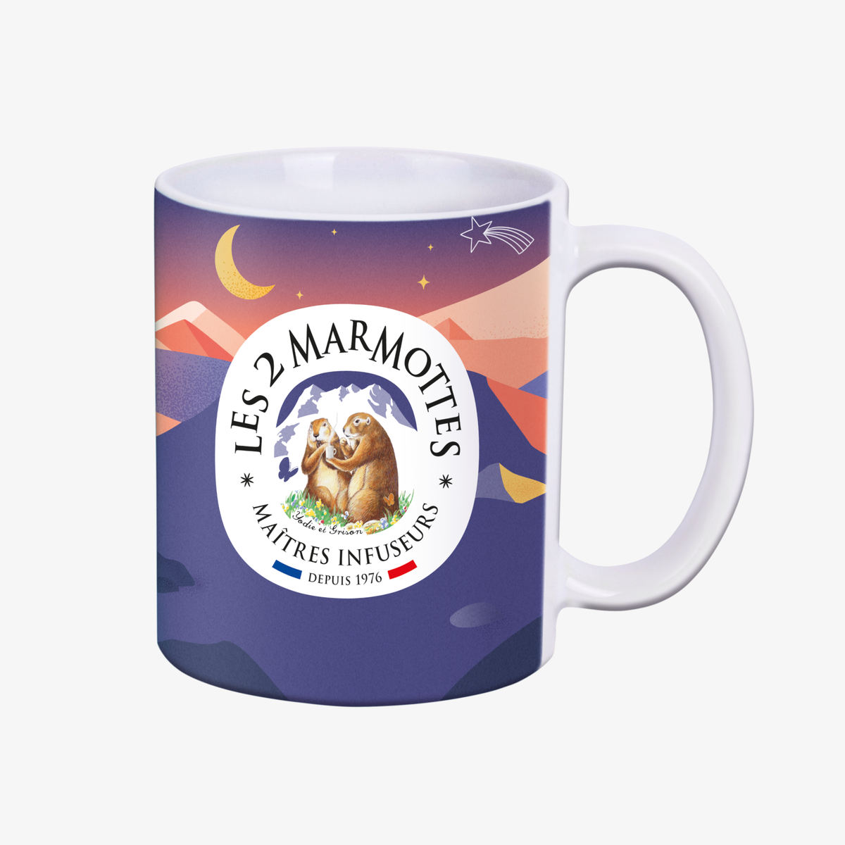 Mug Les 2 Marmottes pour tisane du soir avant de dormir, le petit rituel avant de se coucher
