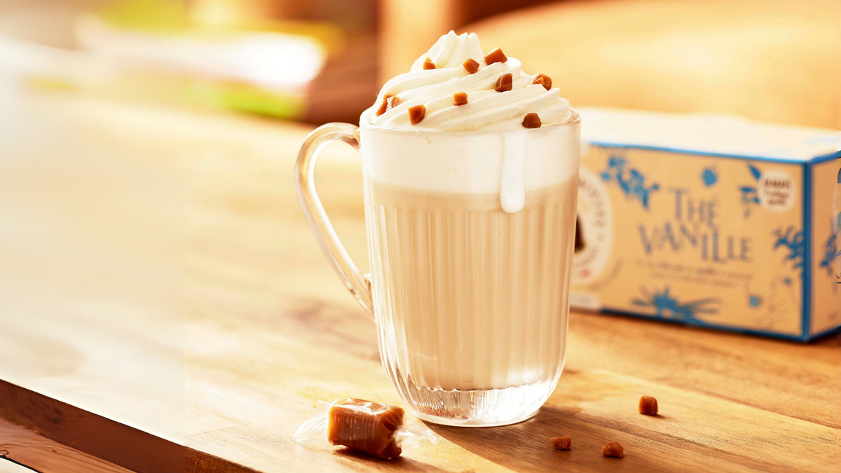 Recette goûter gourmand facile : un thé latte vanille caramel beurre salé