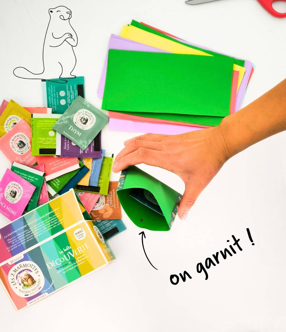 Tuto calendrier avent thés : garnir les cases avec un sachet par jour avant noel