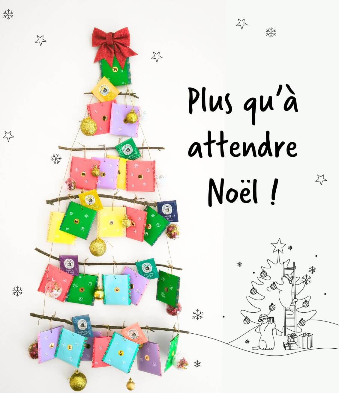 Calendrier avent DIY tisanes et thés, facile et rapide avec peu de matériel