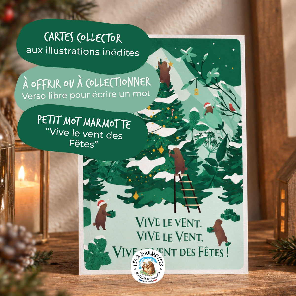 Carte postale Noël "Vive le vent"