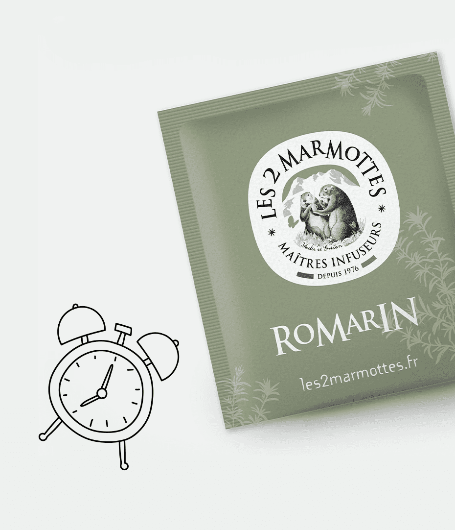 La tisane pur romarin des 2 marmottes peut être consommée dès le matin au petit déjeuner
