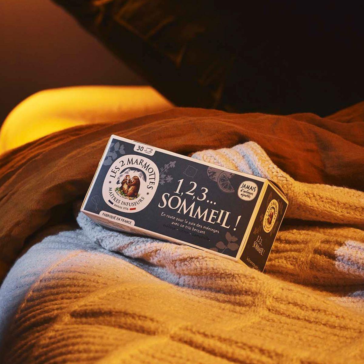 Tisane 123 sommeil les 2 marmottes, tisane fabrication france mélisse citron pour le soir