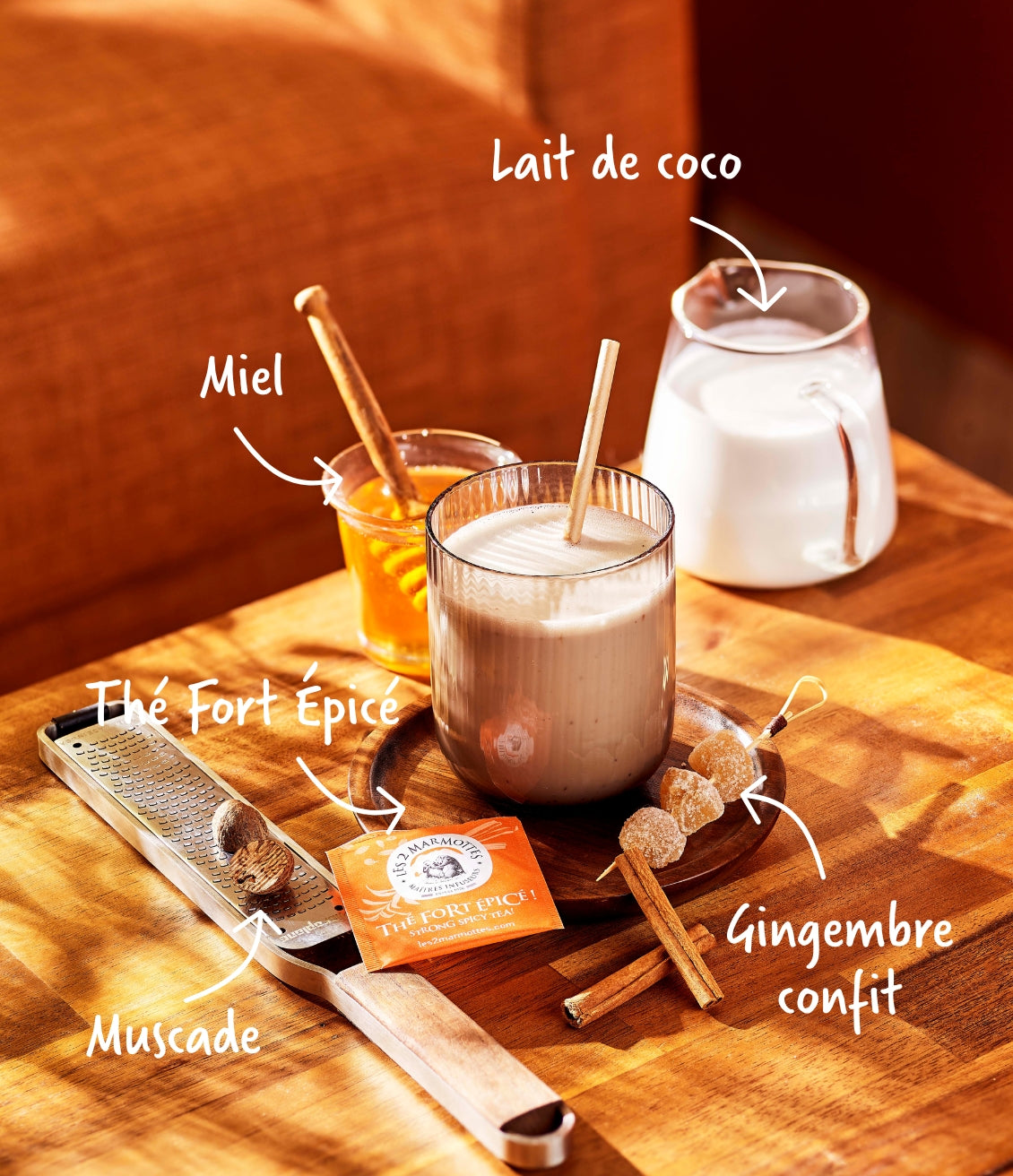 Thé latte cannelle coco gingembre