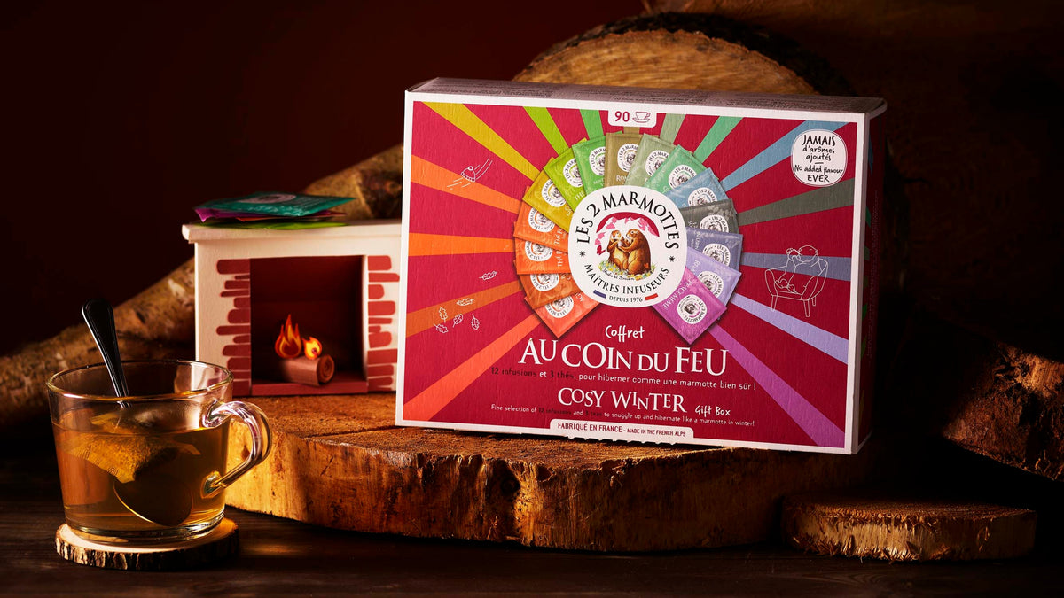 Coffret cocooning pour l'hiver : coffret de tisanes et thés Au coin du feu, pour un moment cozy