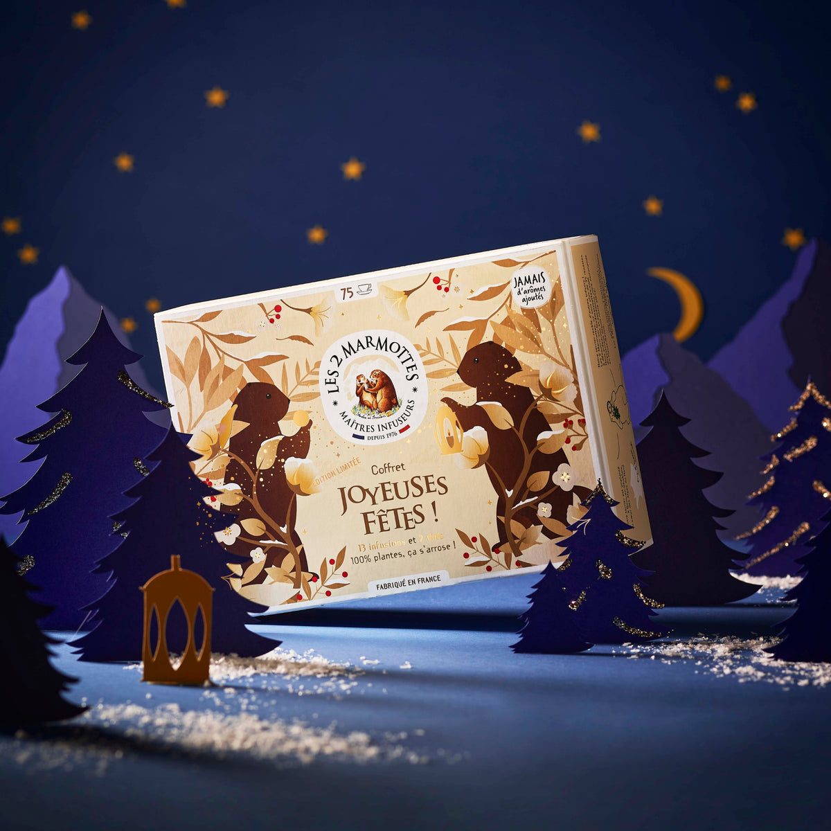 Idée cadeau : coffret tisanes et thés naturels Joyeuses Fêtes, fabrication française