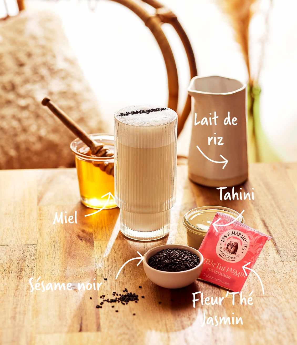 Ingrédients recette maison thé latte jasmin